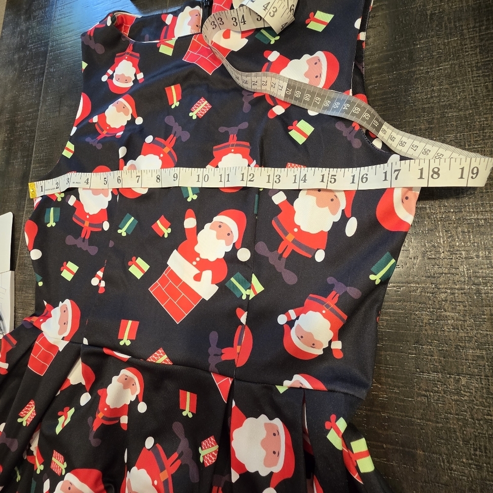 Ouges Festive Black Santa Print Midi Fit & Flare … - image 4